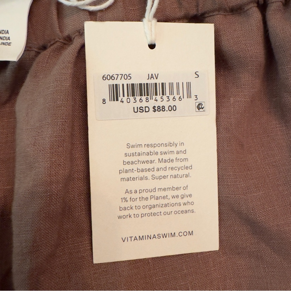 Vitamin A Tallows Linen Shorts Small Java Brown Elastic Waist Minimalist NWT - Picture 5 of 6